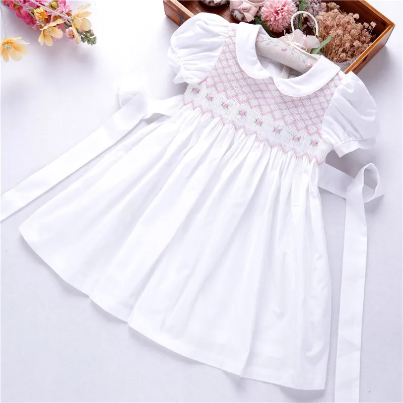 

smocking dress white pink blue smocked clothing handmade wholesale boutiques bishop lots 1212575