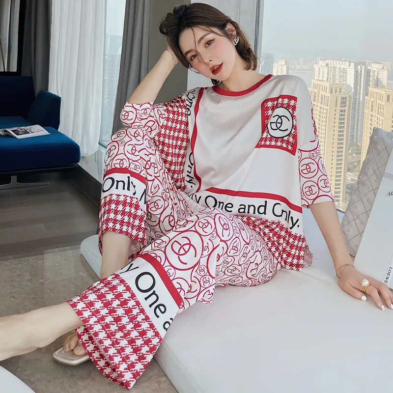 

Korean GC Sleepwear Designer Pyjamas Women Summer Two Pieces Lovely Print Ladies Pijama
