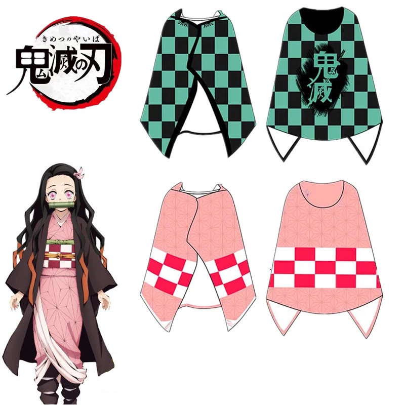 

Anime Demon Slayer Kimetsu no Yaiba Cospaly Cloak Hoodies Flannel Warm Easy Wear Coat Kamado Nezuko Cosplay Cape Blanket, As shown