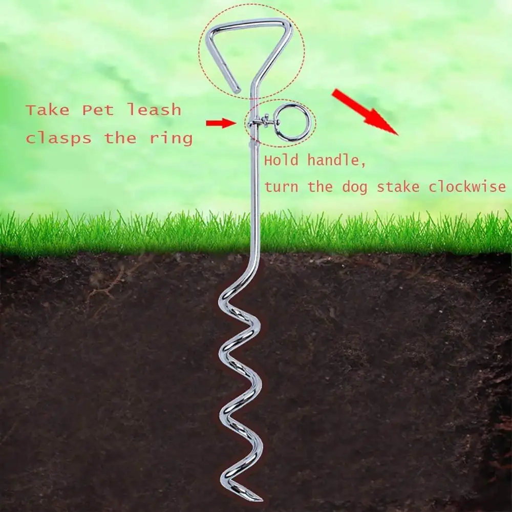 Dog Tie Out Stake Cable And Reflective Stake 16 Ft Outdoor For Medium