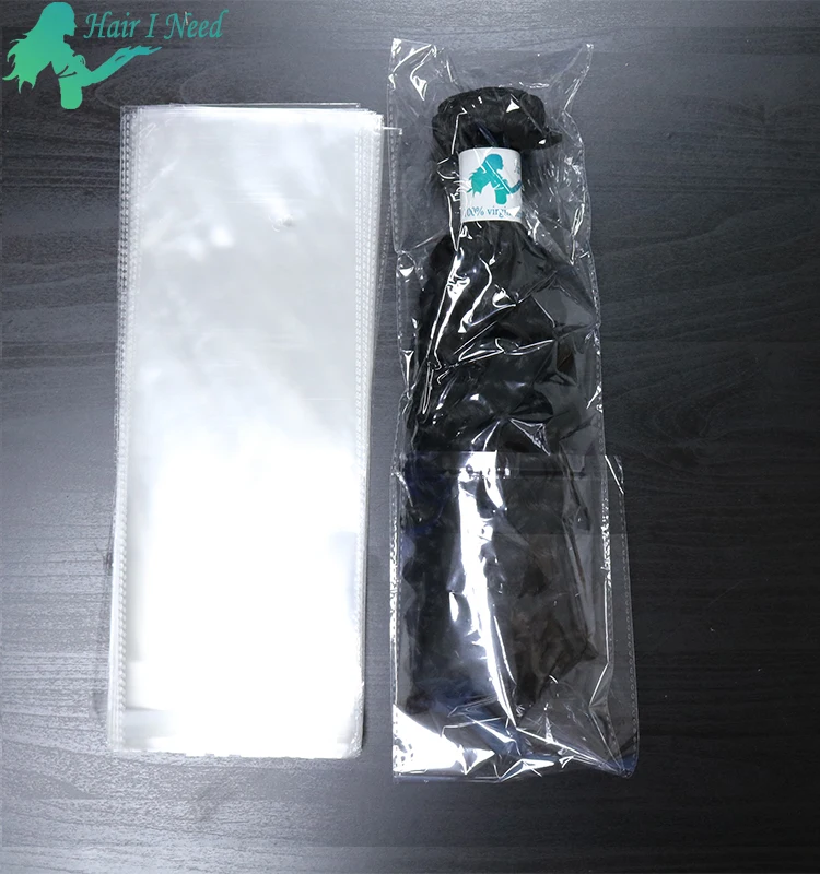 

Paste Sealing Plastic Bags Transparent Packaging For Hair Bundles