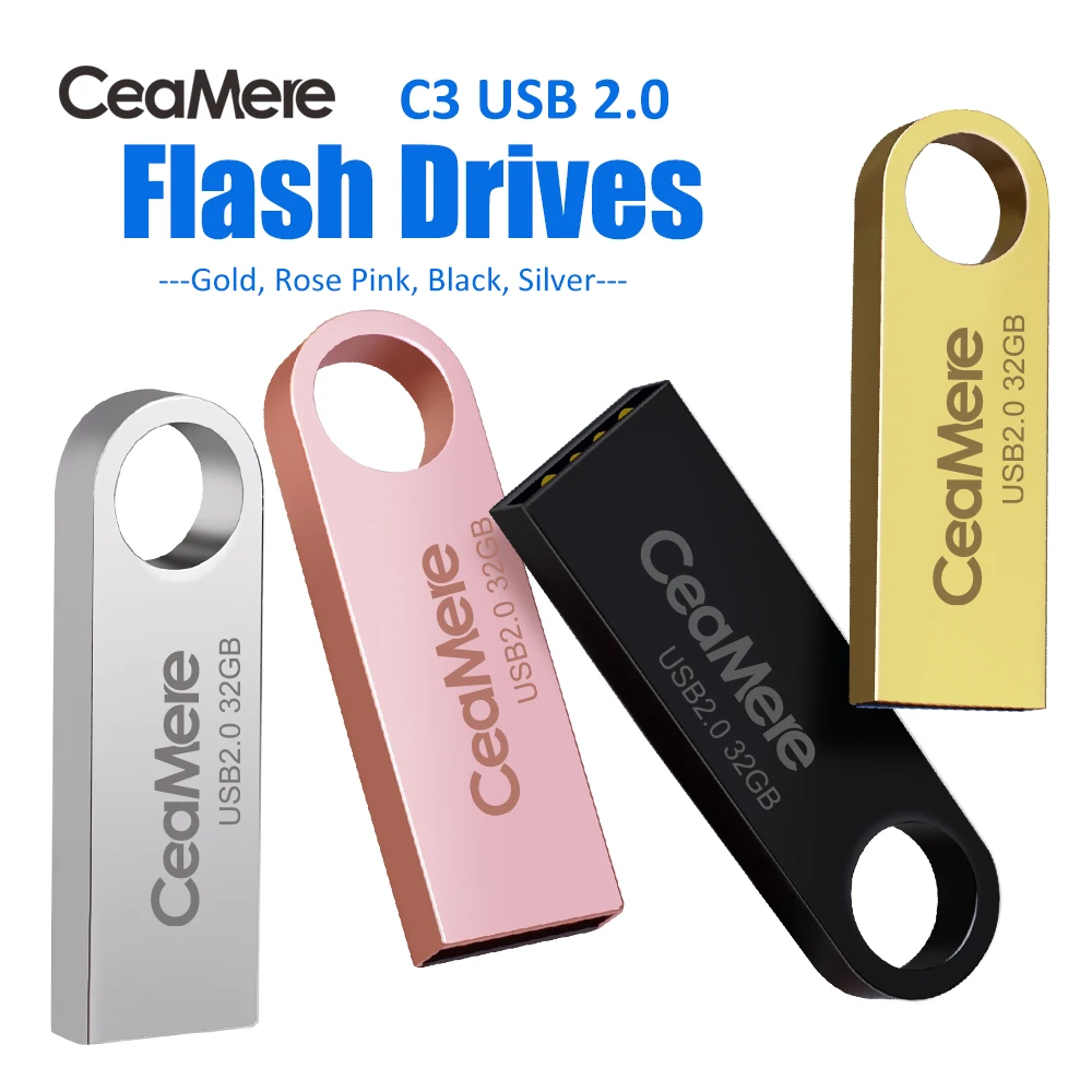 

Meivui C3 Flashdisk Long Metal USB 2.0 Flash Pen Drives 2GB 4GB 8GB Pendrive 32GB 128GB 16GB 64GB USB Pen Drive 64GB Pendrive, Black pink gold silver