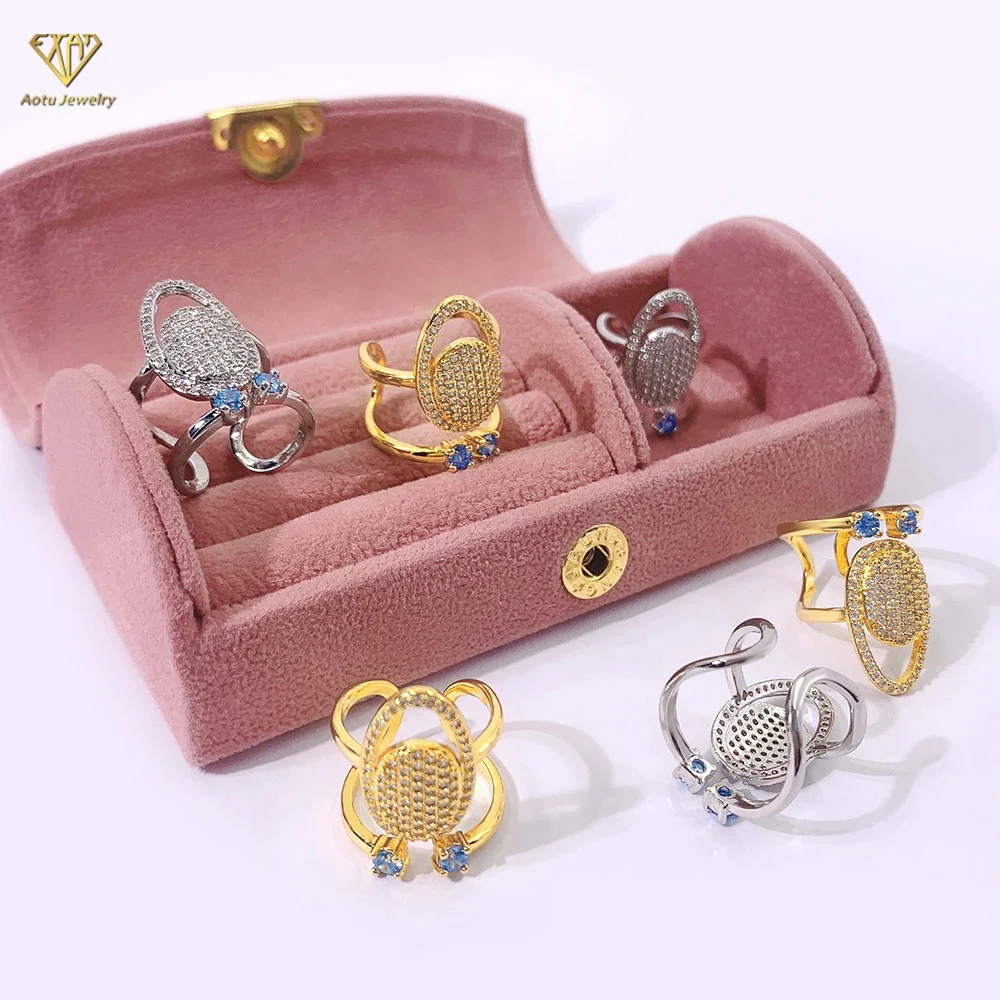 

Direct Factory New Design 18K Gold Plated Cubic Zirconia Adjustable Opening Nail Ring Ice Out Fingernail Ring