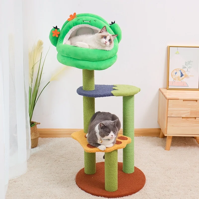 

Much Fun Cactus Pet Cat Climbing Frame Multifunction Large Cat Jumping Platform Cat Scratching Post Pet Supplies, Photo color