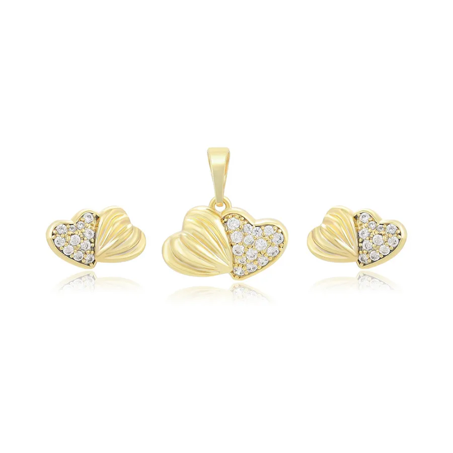 

A00913622 xuping jewelry Korean Style Elegant Simple Gift Heart Design Diamond Valentine's Day Jewelry Set