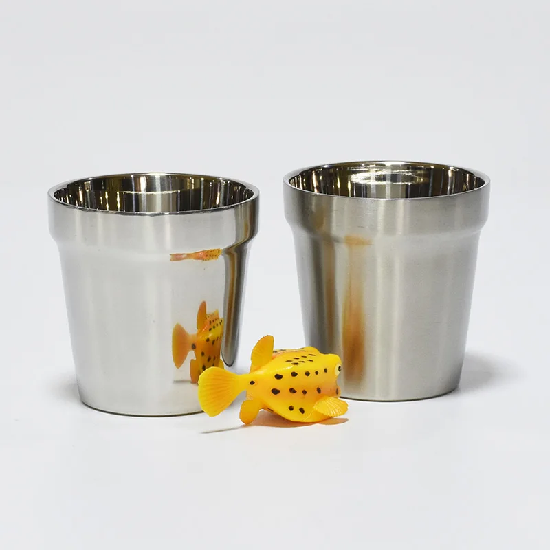 

High quality 5.8oz coffee cup 201/304 stainless steel double layer wine beer mug