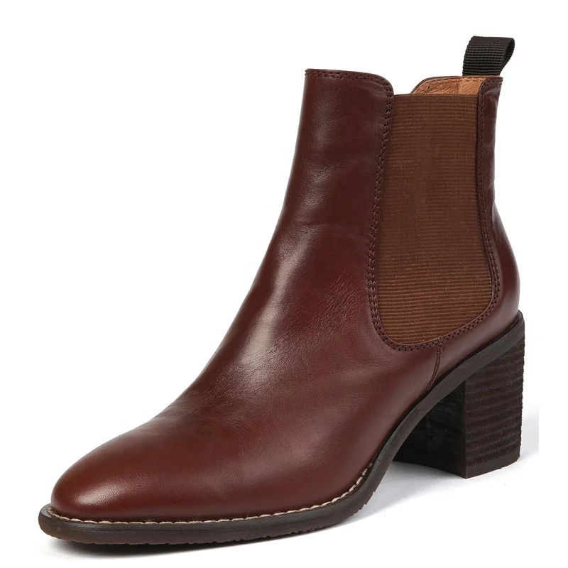 

2021 Luxury fashion house winter shoes genuine leather high heel boots women ladies short leather boots