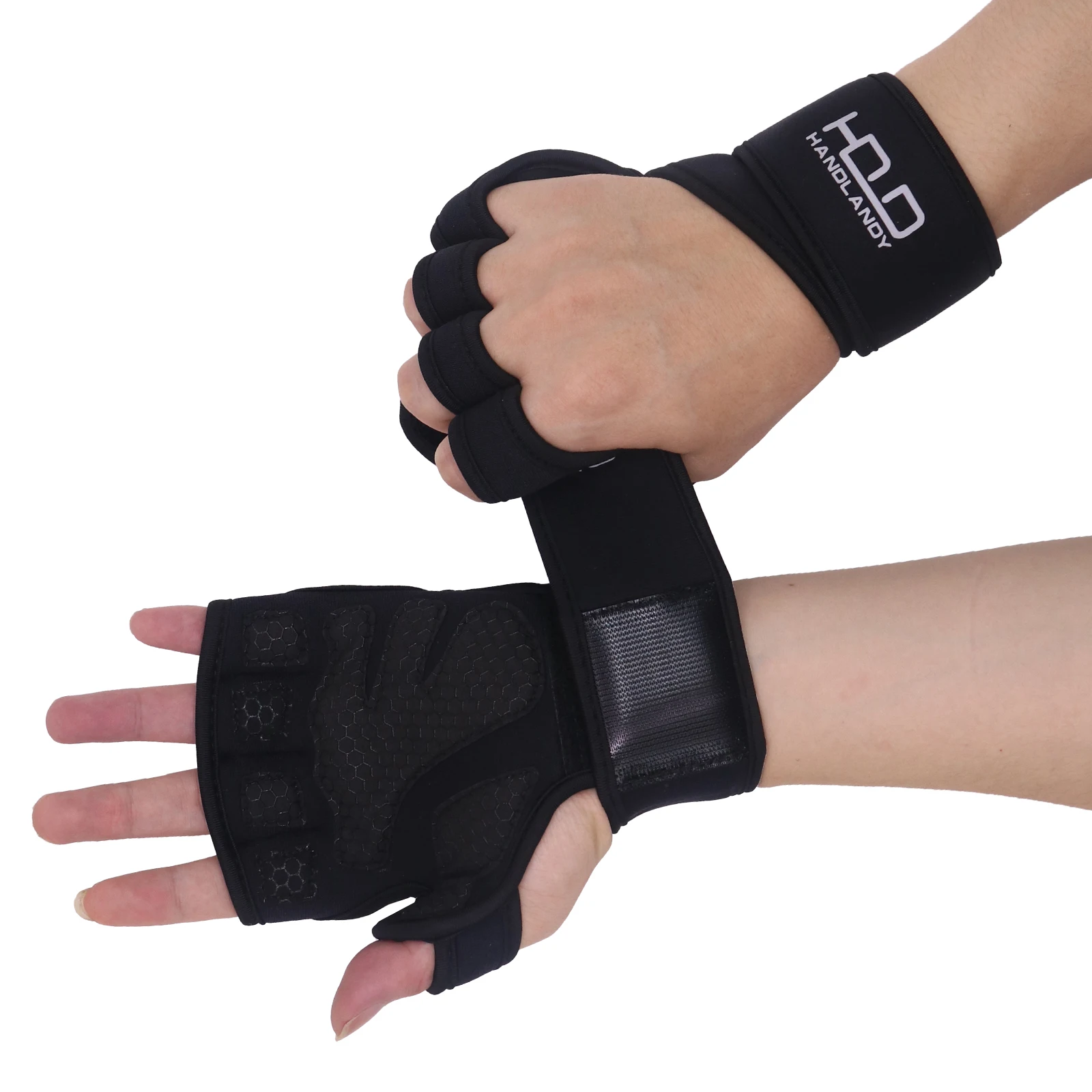 

PRI Neoprene Full Palm Protection Workout Gym With Wrist Support Sports Cross Training Fitness Gloves, Black