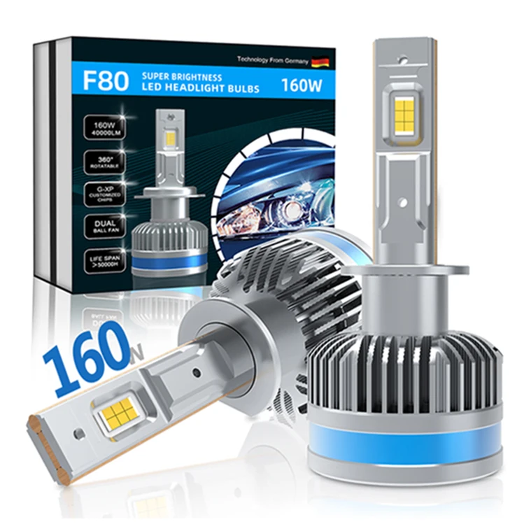 

2022 new F80 led H1 160w 40000lm 6500k h3 h4 h7 h11 h13 9005 9006 9007 9012 Motorcycle light auto car led headlight bulbs
