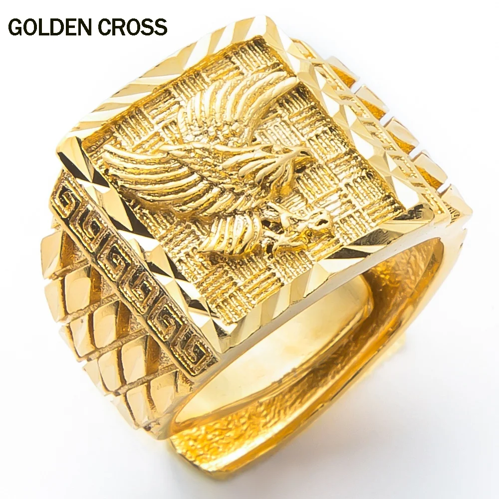 

Punk Rock eagle Men's Ring Luxury Gold Plated Wedding Rings Jewelry Resizeable To 7-11 Finger Never Fade Rings