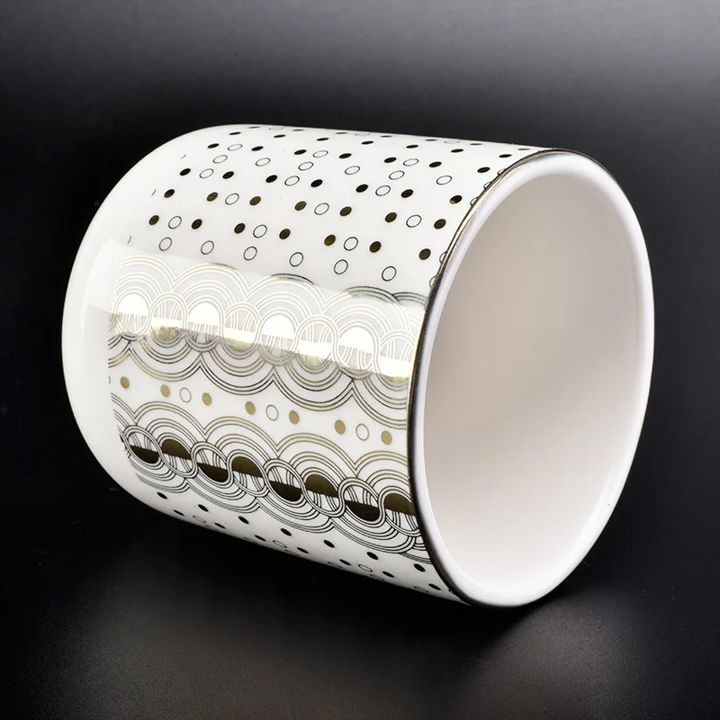 Wholesale Ceramic Candle Holder Wave Dots Pattern Metallic Designs Home Decoration