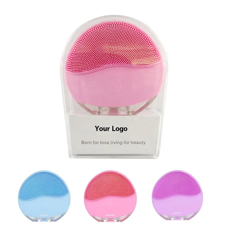 

2021 Amazon Hot Sonic Vibration Massage Soft Silicone Facial Cleanser Deep Pore Cleanning Electric Face Cleansing Brush, Pink, blue, purple