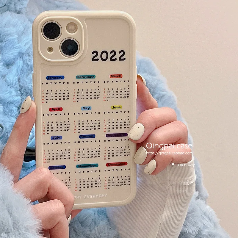 

The Calendar Doll Holder Stand Strap Cute Soft Phone Case For Iphone X Xs 6 7 8 Plus 12 13 Pro Max, 1 colors