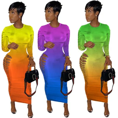 

B35005A 2020 Fall winter New fashion women cut out bodycon bandage dress, Shown