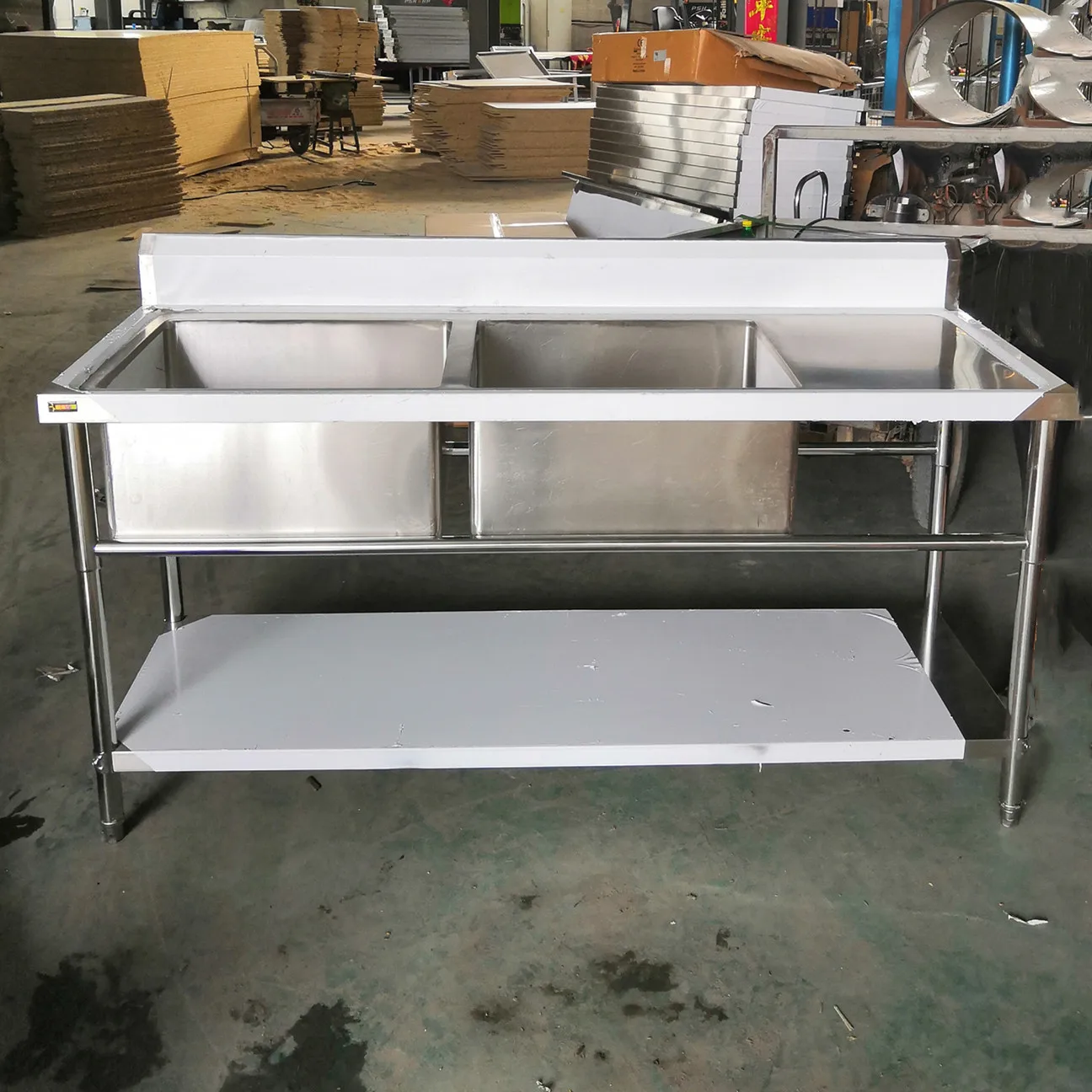 Restaurant Furniture Double Sink Stainless Steel/ Stainless Steel Kitchen Double Sink  With Right Drainboard