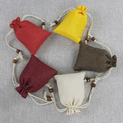 Multi-colors Reusable Jewelry Small Jute Burlap Pouch Drawstring Linen Bag