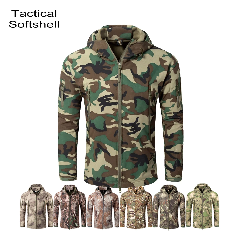 

Men's Military Tactical Combat Hoody Softshell Hoody Winter Solid Jacket Coat Army Uniform Waterproof Membrane Bonded