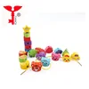Mini Wooden blocks beaded baby string wear rope wear beads game children toys