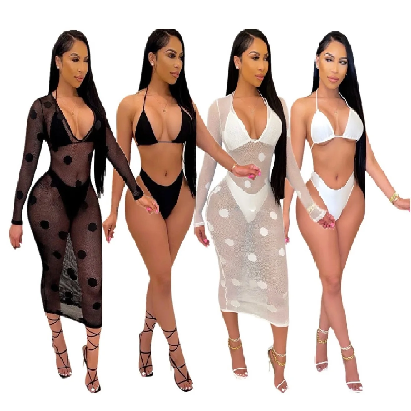 

2021 new arrival Bathing Suits Swimwear Women Sexy Plus Size Bikini Three Piece Swimsuit Suit, Picture color