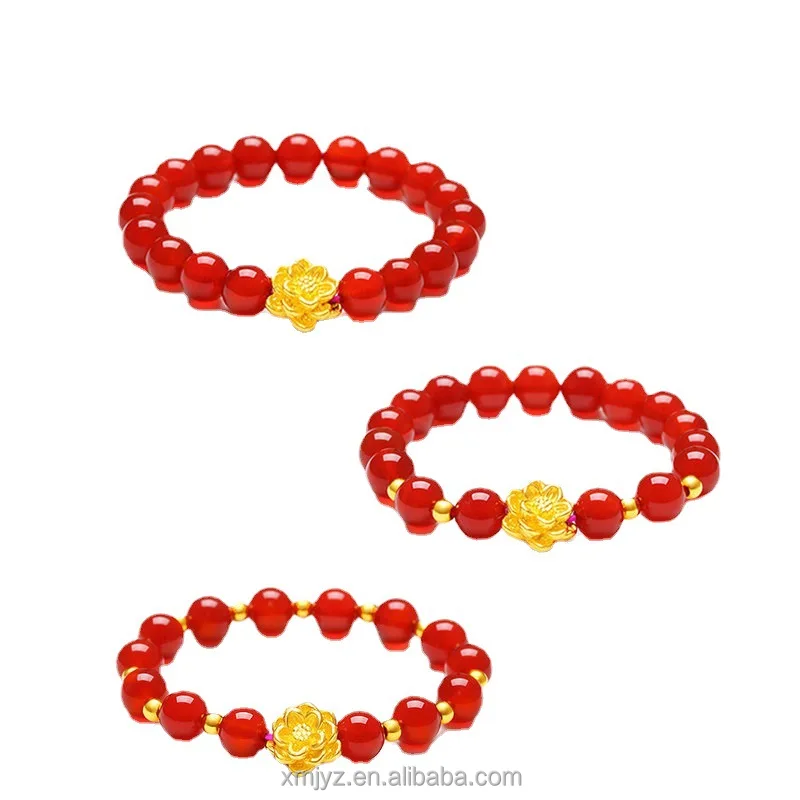 

Vietnam Imitation Gold-Plated Holy Lotus Red Agate Bracelet Women's Gold Ethnic Style Fashion