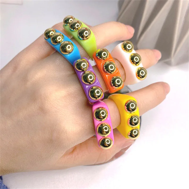 

2021 New Exaggerated Acrylic Ring Acid Acetate Ring Cute Acrylic Resin Ring Bisuteria, Various