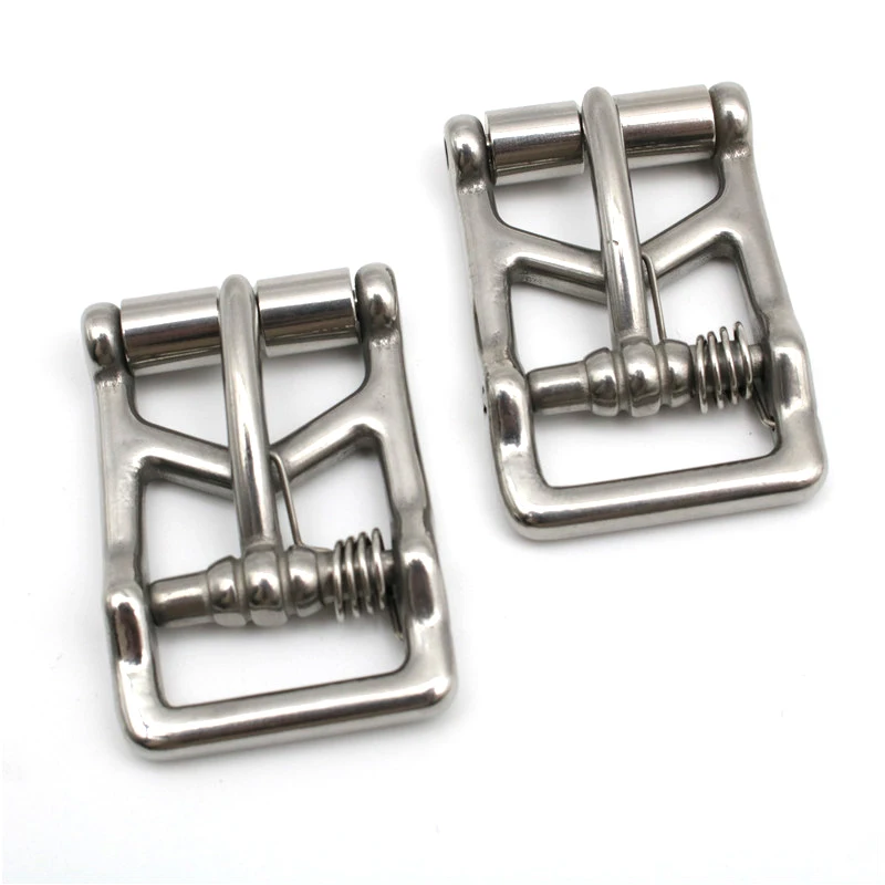 

Custom 1 Inch Stainless Steel Bridle Buckle Double Bar Horse Girth Belt Roller Pin Buckles Halter Hardware With Spring