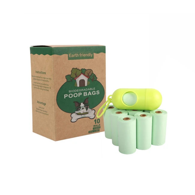 

Custom Color Dog Poop Bags 100% Biodegradable Cornstarch Compostable Dog Poop Bags Dispenser, Light green