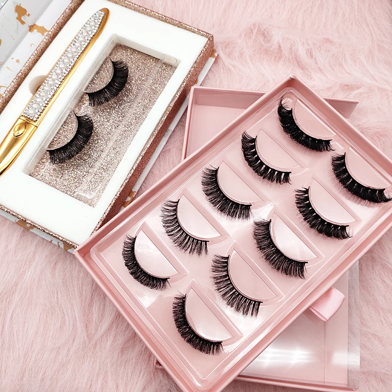 

Hot Selling Customized False Eyelash Faux Mink Natural D Curl Wink Winged Cruelty Free Russian Strip Eyelashes