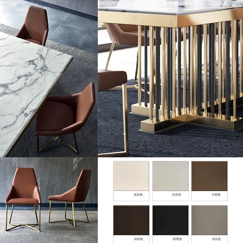 Luxury Dining Room Furniture Stainless Steel Base Marble Top Dining