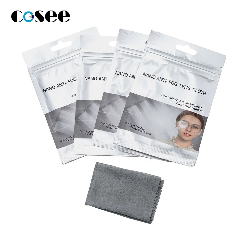 

Easy View Nano Anti Fog Cloth for Glasses Helmet Camera Lens Defog Reusable Cleaning Wipes, Silver package, gray cloth