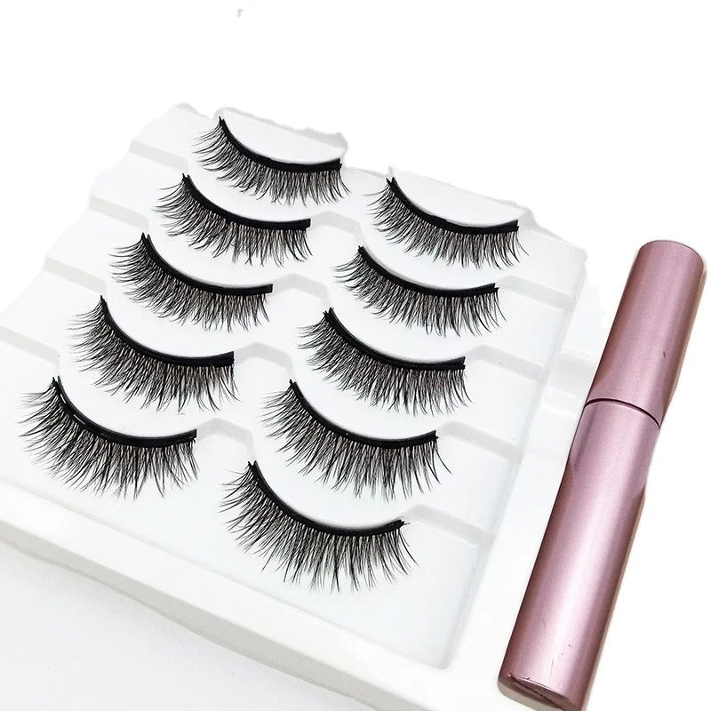 

Hot Selling Magnetic Eyelashes Private Label 5,10 Magnets Lashes Customized Package Pesta Magnetic Lahes with Liner