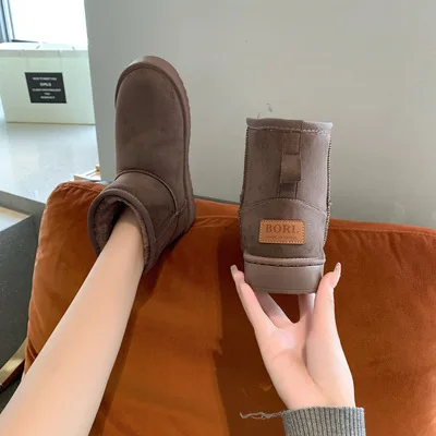 

Best selling ladies fashion plus velvet padded flat bottom round toe winter snow boots women