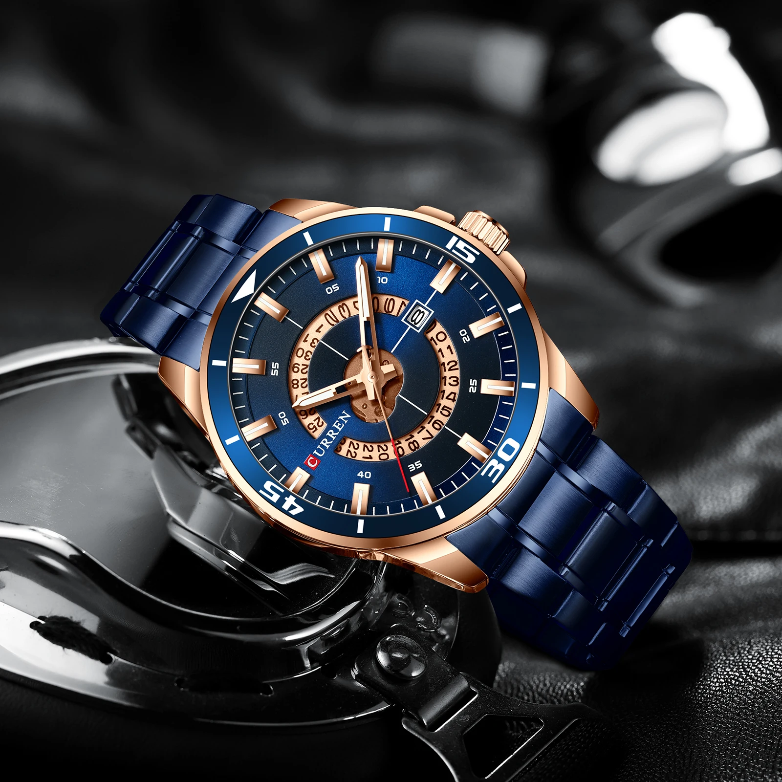 

CURREN Stainless Steel Men's Watch Fashion Design Quartz Wristwatch with Date Clock Male Reloj Hombre Watch Men