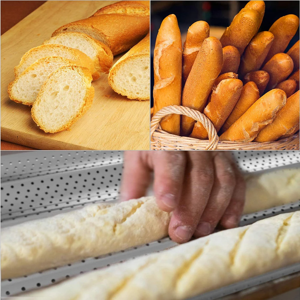 Nonstick Perforated Baguette Pan For French Bread Baking 4 Wave Loaves