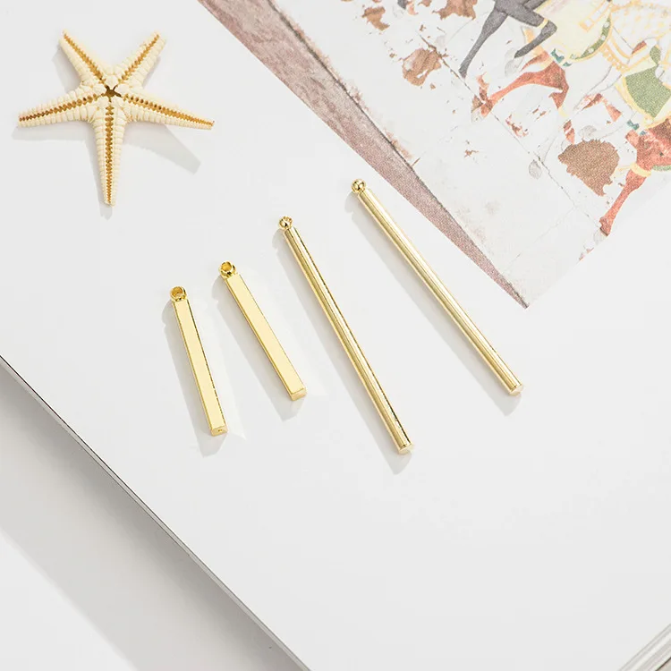 

Simple Design Jewelry Accessories Round Stick Shape Square Stick Shape 14k Gold Plated Pendant for Earring Making