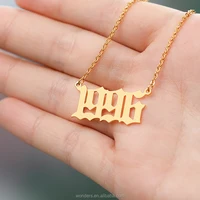 

Gold Color Birth Year Necklace Old English Number Gift Jewelry