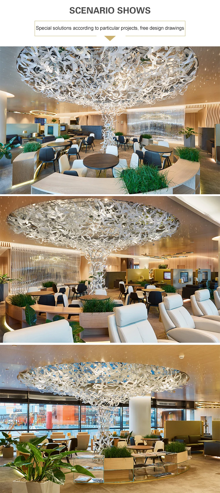 Factory direct sale hotel lobby custom indoor decoration luxury modern pendant light