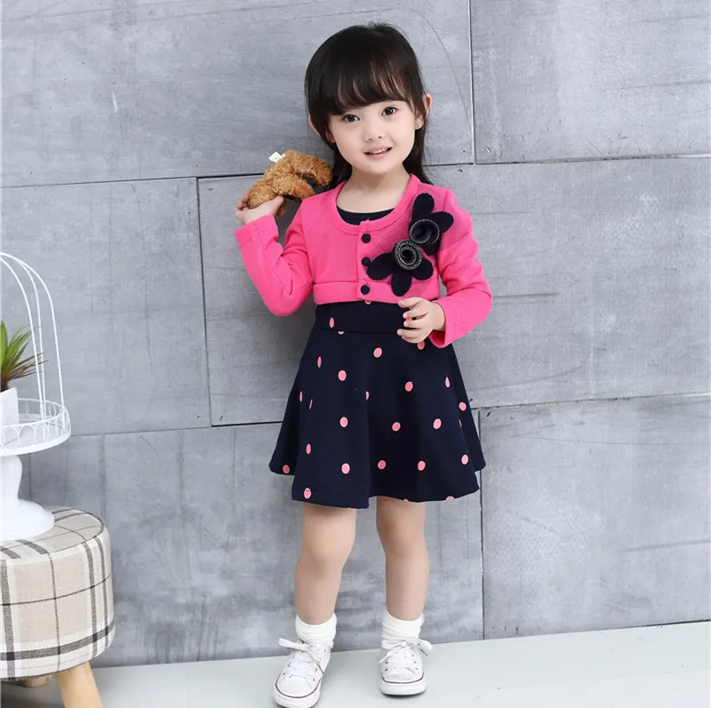 

2021 new children's clothing girls spring and autumn models slim slimming dress children fake two-piece dress