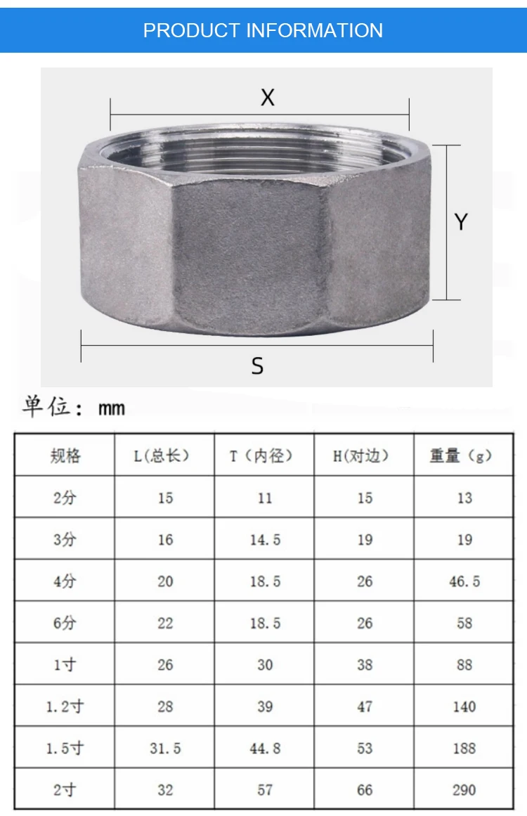 Stainless steel cast 201 hex bushing bspt thread cast