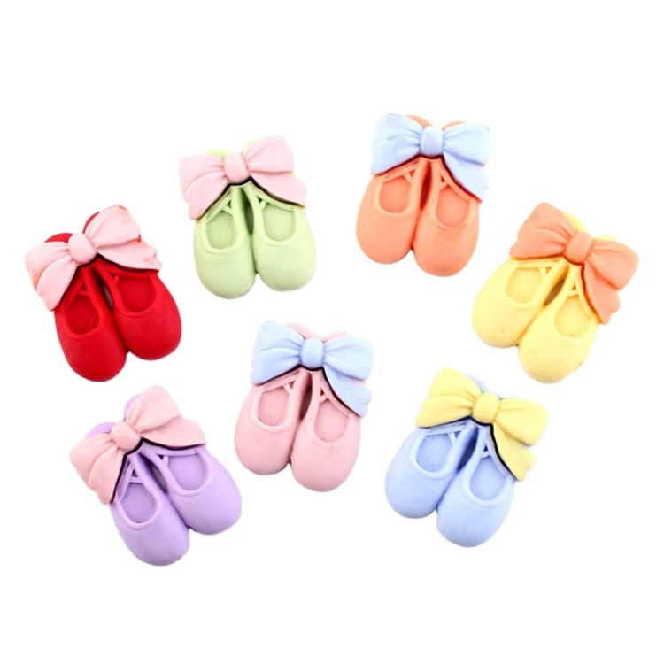 

100pcs per bag lovely item colored bow knot dancing dress shoes design flatback resin charms for scrapbooking