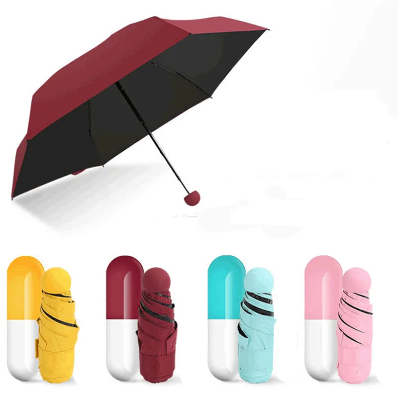 

Women Compact Rain Paraguas Parapluie Sombrillas 5 fold Mini Pocket Folding Promotional gift custom print cheap Capsule Umbrella, Customized color