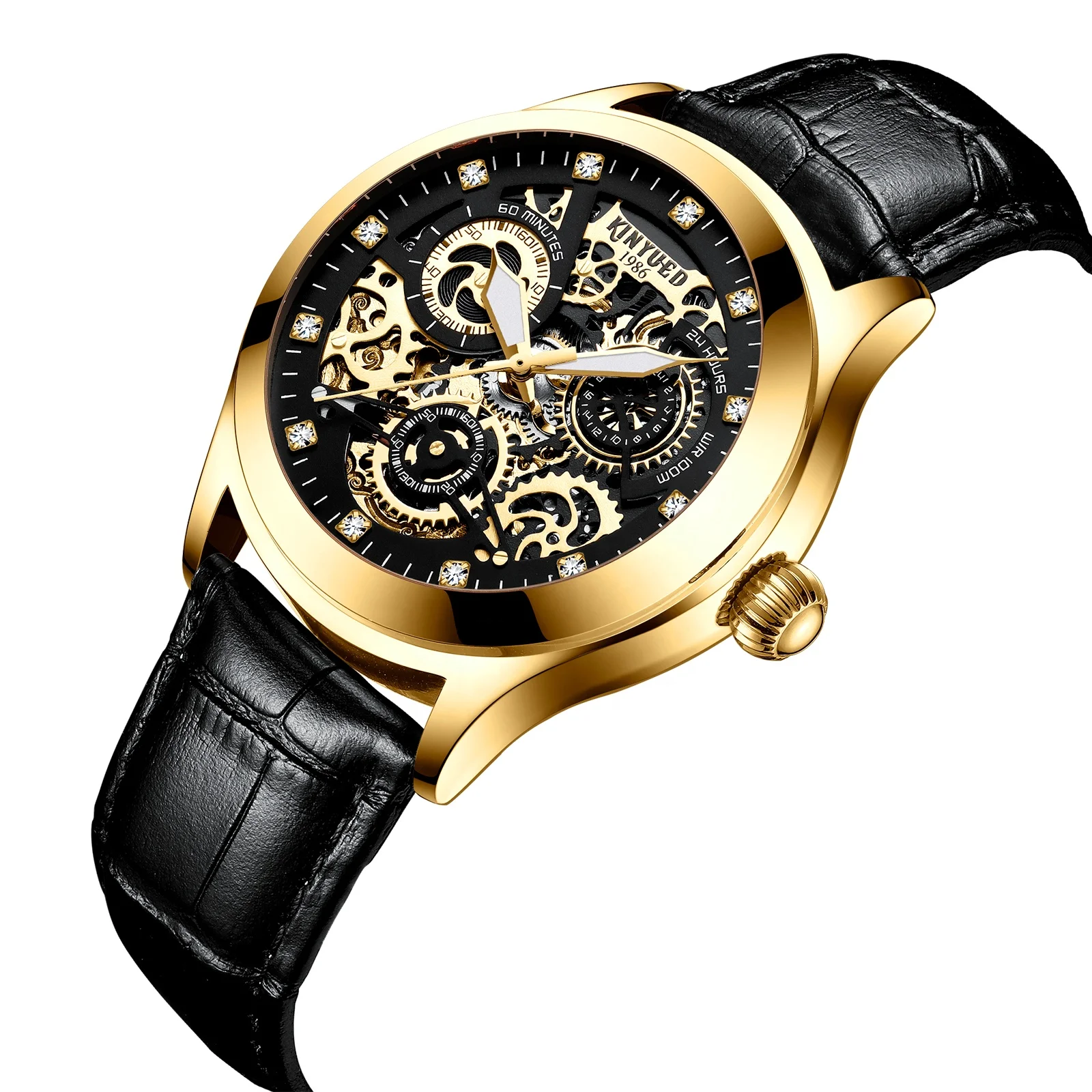 

KINYUED moon phase water resistant tourbillon mechanical movement automatic mechanical men watch