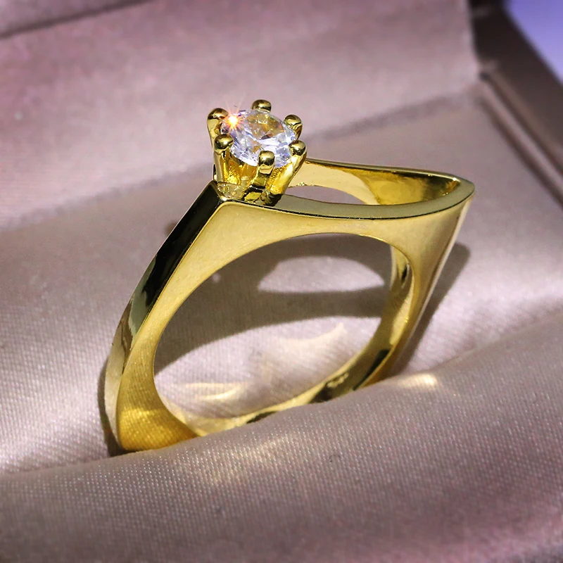 

Fashion Jewelry High Quality Wholesale KYRA0814 CZ Rings Gold Plated 3A Zircon ring Trendy Jewelry for Women, Gold color