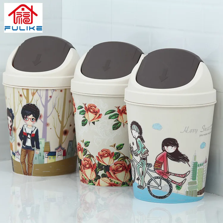

Home Kitchen Bedroom swing lid plastic dustbin trash can waste bin