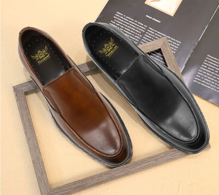 

Wholesale New Style Luxury Casual Design Brown Slip On Men Leather Shoes