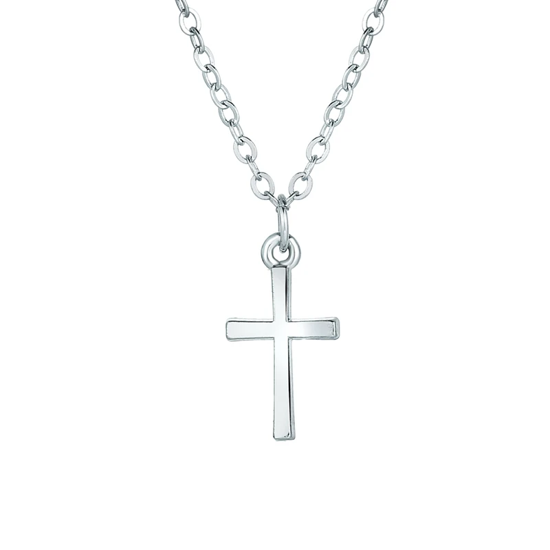 

Factory Wholesale Cheap Unisex Rhodium Plated Cross Pendant Necklace for Men and Women