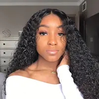 

Indian Deep Wave Transparent Lace Frontal Wig 10-24 Inch Glueless Lace Front Wigs Natural Black Alimice Wigs For Black Women