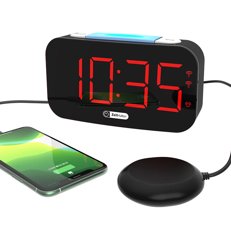 

Multifunctional Digital Alarm Clock LED 7colour clock Bed Shaker Vibrating for Heavy Sleepers Deaf and Hard of Hearing