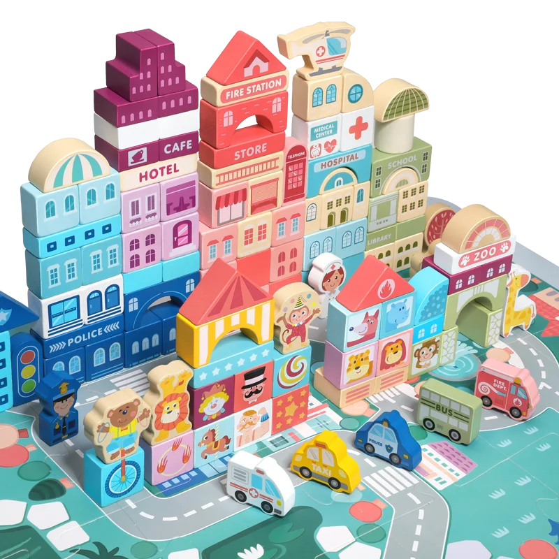 Toy city. Wood City Toys. City Blocks 7119. 55 PCS City Blocks. City Blocks 7119 55 PCS.