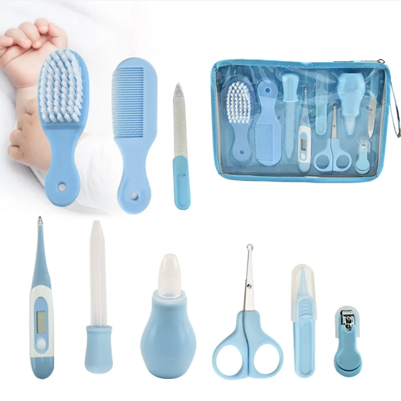 

Baby Manicure Kit Infant Nails Clipper Set Scissors Tweezers Nail File Baby Grooming Kits, Blue pink